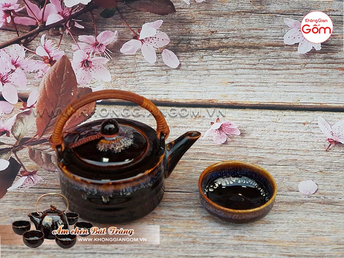 Bộ ấm trà cao cấp gốm sứ kiểu Nhật tráng men đẹp│Không Gian Gốm