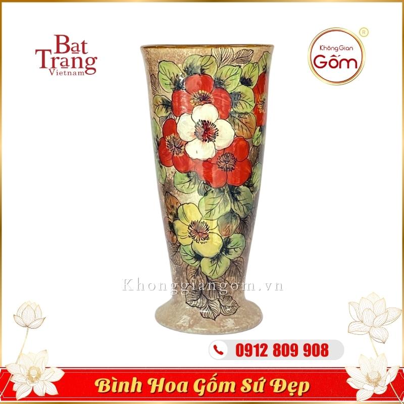 Lọ hoa vẽ tay dáng ly loe